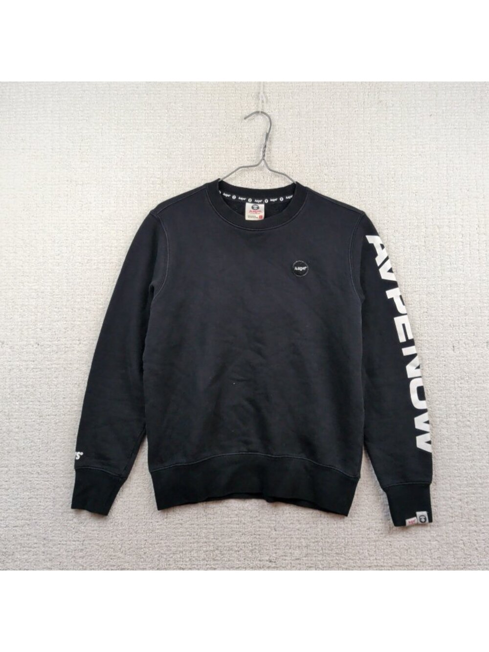 Aape by a Bathing Ape Crewneck Sweatshirt Men’s Size S Black Aape Now APUNVS
